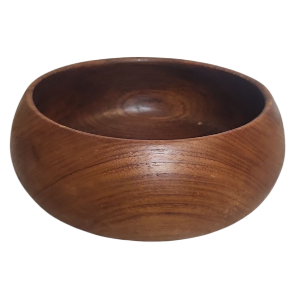 Vintage Other - Boho Teak Wood Hand Turned Bowl